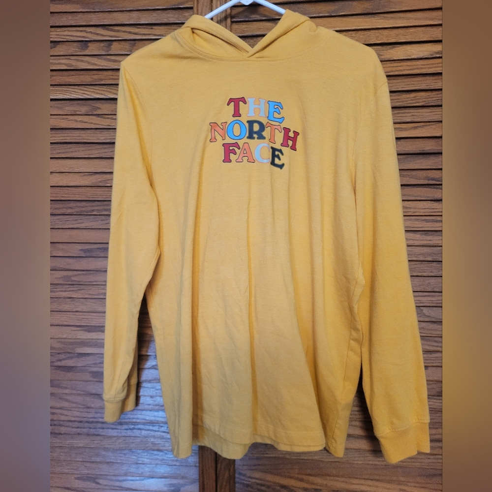 The North Face Yellow Hoodie Long Sleeve Tshirt Womans Size Large